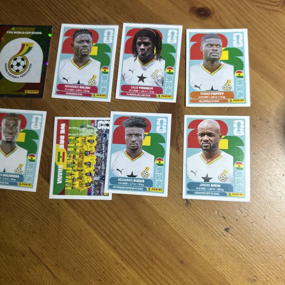 2026 FIFA Panini World Cup Team Ghana Sticker Lot 8 GHA 1/4/8/10/12/13/14/16